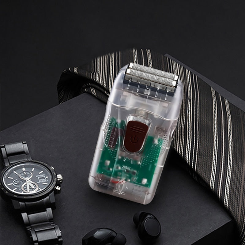 Barber Shaver Shaper Electric Shaver Rechargeable Beard USB Electric Razor for Oil Head Bald Head Shaving Machine Push White