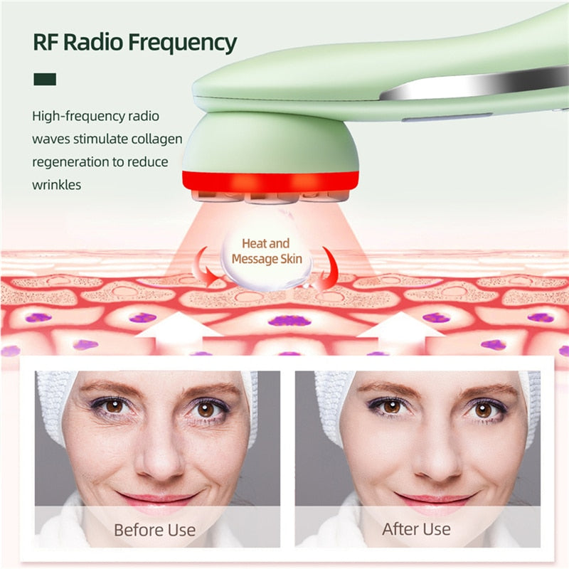 EMS Facial Massager LED Photon Light Wrinkle Removal Skin Lifting Tightening Rejuvenation Hot Treatment Device