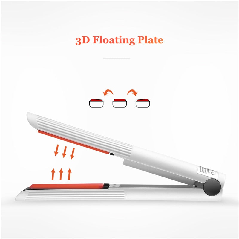 Rechargeable Hair Straightener Cordless Flat Iron Curler Ceramic Heating Portable Straightening Curling For Home Traveling Tools