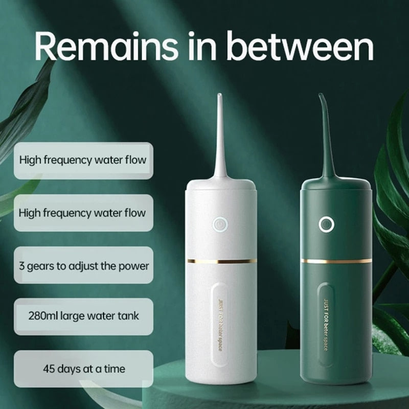 Portable Oral Irrigator Pulse Dental Water Flosser USB Rechargeable Water Jet 280ml Water Tank Waterproof Teeth Cleaner