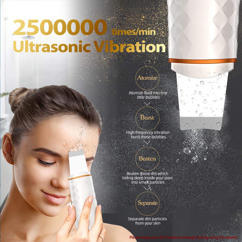 EMS Skin Scrubber Ultrasonic Facial Skin Spatula Heating Facial Cleansing Blackhead Remover Extractor Face Cleaning Tool