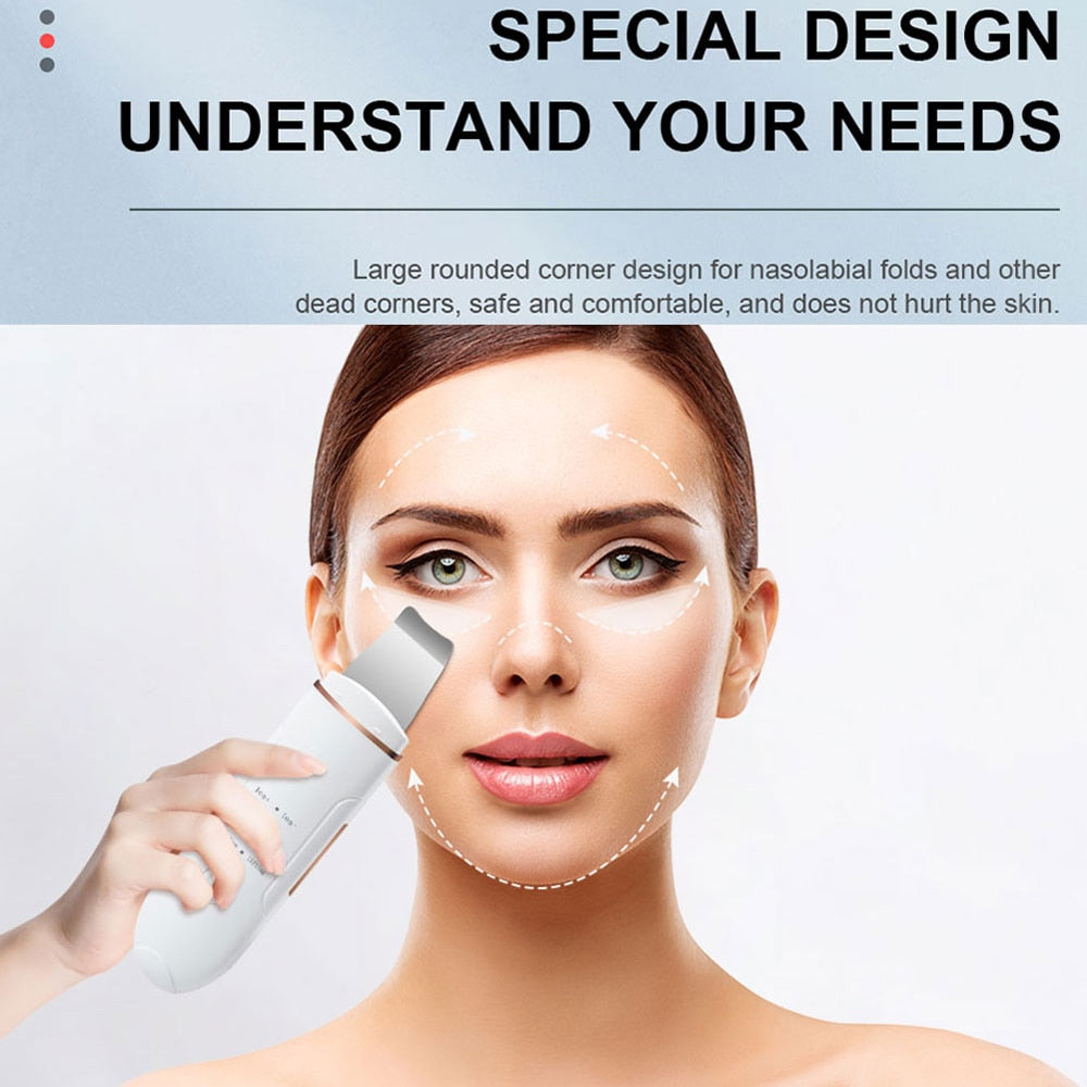 Ultrasonic Skin Scrubber Face Deep Cleaning Machine Peeling Shovel Facial Pore Cleaner Face Skin Scrubber Lifting Machine