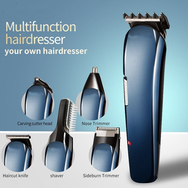 Professional Hair Clipper Machine 5in1 Beard Razor Haircut Cutting Body Face Beard Trimer Wet Dry for Men Barber Hair Shaving
