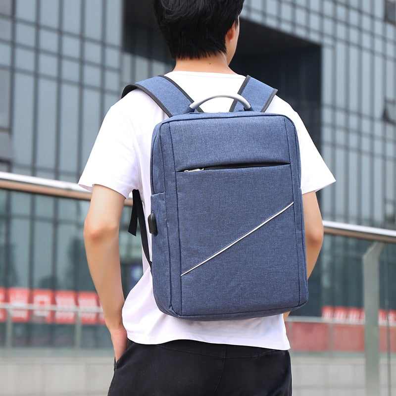 Backpack For Men Luxury Waterproof Nylon Bag For Laptop USB Charging Business Solid Color Rucksack Man Simple Bagpack