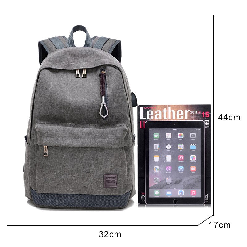 Backpack For Men Multifunctional Waterproof Urban Backpack For Laptop 15.6 Inch Usb Charging Gray Canvas Travel Bag For Man