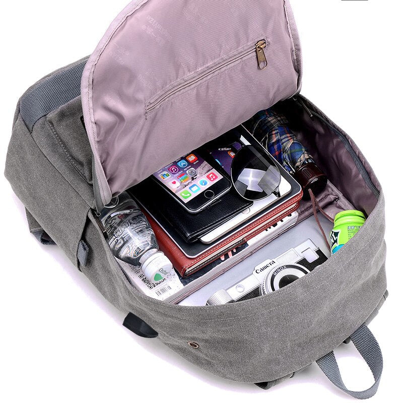 Backpack For Men Multifunctional Waterproof Urban Backpack For Laptop 15.6 Inch Usb Charging Gray Canvas Travel Bag For Man
