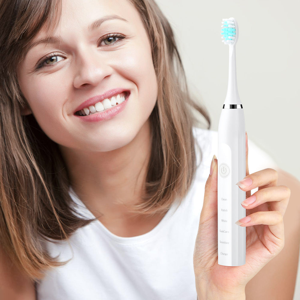 Sonic Electric Toothbrushes for Adults Smart Timer Rechargeable Whitening Toothbrush IPX7 with 6 Brush Heads