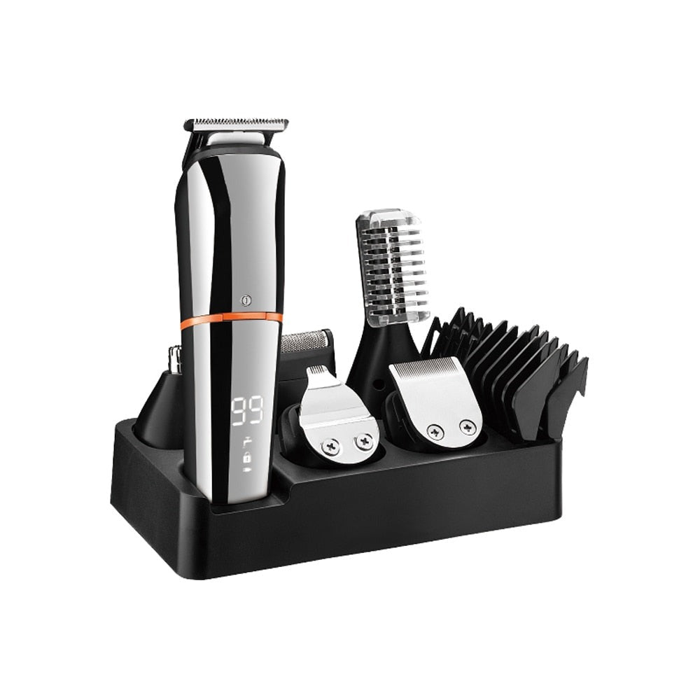 Waterproof Rechargeable Hair Clippers for Men Body Mustache Nose Hair Groomer Cordless HairTrimmer 6 in 1 Grooming Kit