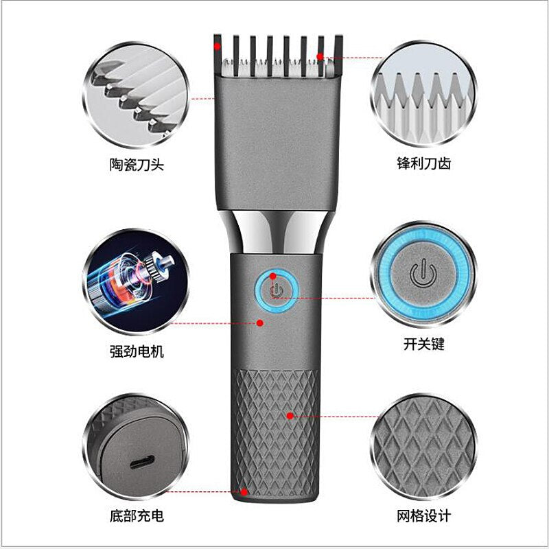 USB Electric Hair Clipper Two Speed Ceramic Cutter Hair Fast Charging Hair Trimmer Professional Barber Tools