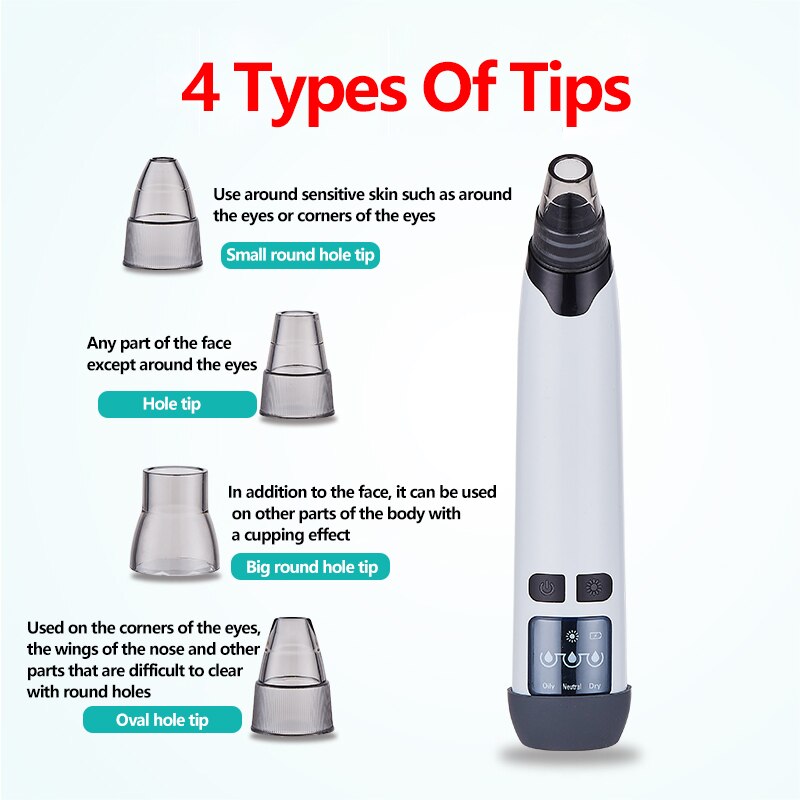 Electric Blackhead Remover Facial Pore Cleaner with Heating Vacuum Suction Diamond T Zone Deep Cleaning Pimple Removal Machine