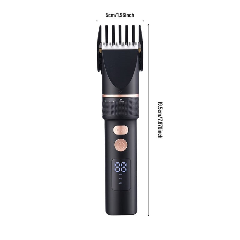 Electric Hair Clipper Usb Hair Trimmer Titanium Ceramic Blade Men Cordless Hair Cutting Barber Machine Lcd Display