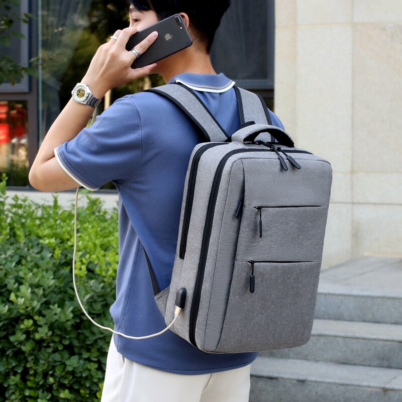 Mens Backpacks With Charging Waterproof Oxford Cloth Bag Multifunctional Laptop Rucksack Male Portable Business Bagpack