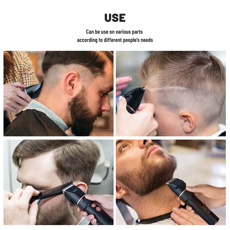 Electric Hair Clipper Usb Hair Trimmer Titanium Ceramic Blade Men Cordless Hair Cutting Barber Machine Lcd Display