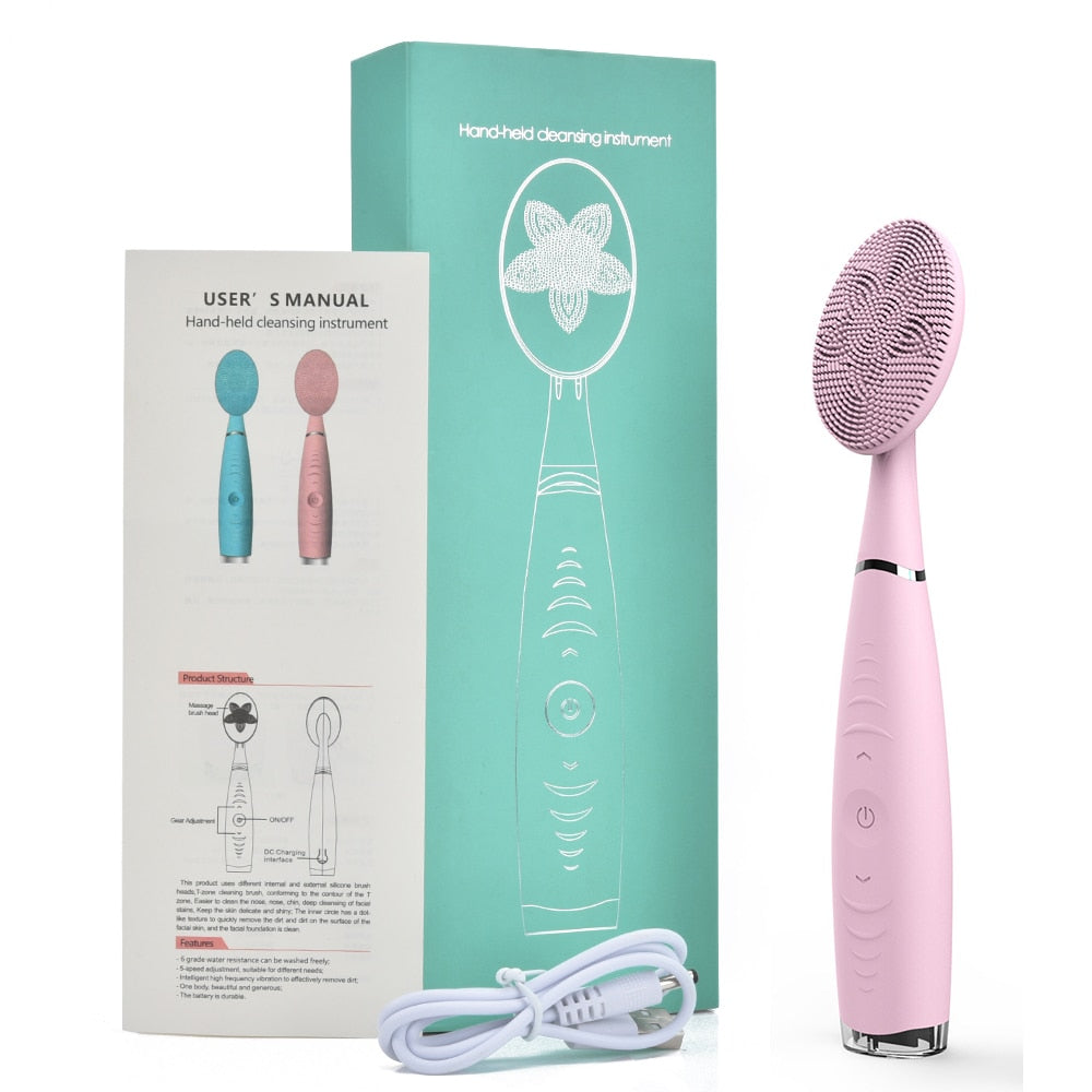 Ultrasonic Facial Cleansing Rechargeable Vibration Face Cleaning Brush Face Washing Pore Clean Massager Skin Care Tool