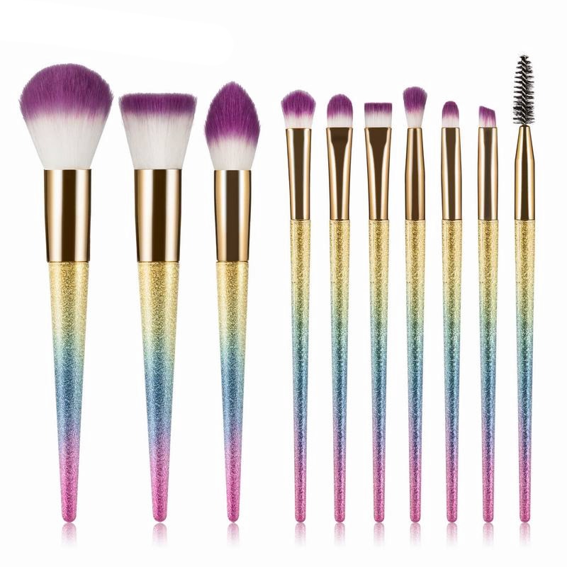 Professional 10pcs Makeup Brushes set Gradient Fan Powder Foundation Brush Eyeshaow Brush kit Best Quality Fantasy Brushes