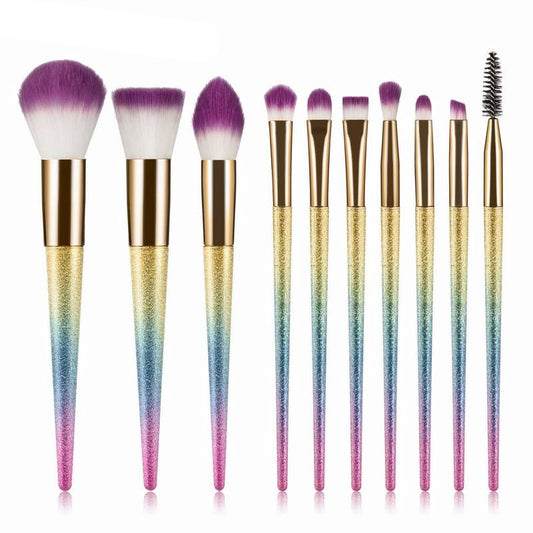 Professional 10pcs Makeup Brushes set Gradient Fan Powder Foundation Brush Eyeshaow Brush kit Best Quality Fantasy Brushes