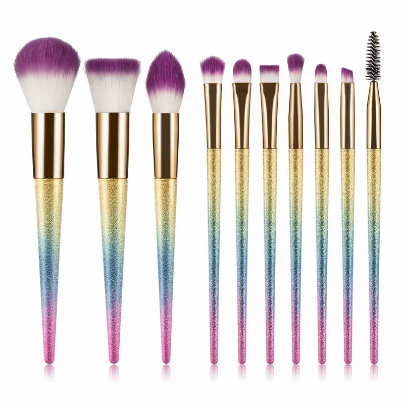Professional 10pcs Makeup Brushes set Gradient Fan Powder Foundation Brush Eyeshaow Brush kit Best Quality Fantasy Brushes