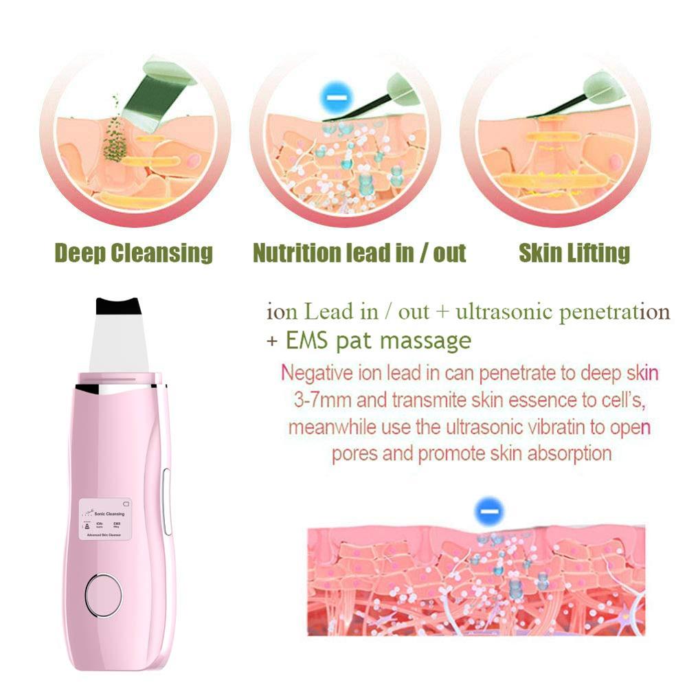 Ultrasonic Skin Scrubber Facial Peeling Shovel Pore Blackhead Cleaner EMS Facial Lifting  Pores Cutin Remover Comedone Cleanser