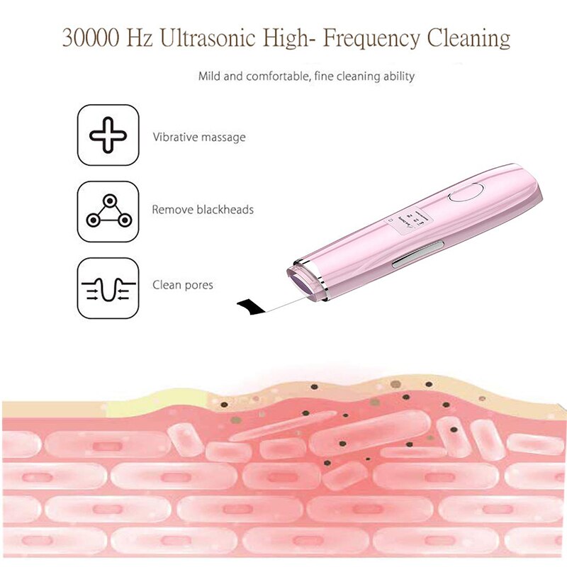 Ultrasonic Skin Scrubber Facial Peeling Shovel Pore Blackhead Cleaner EMS Facial Lifting  Pores Cutin Remover Comedone Cleanser