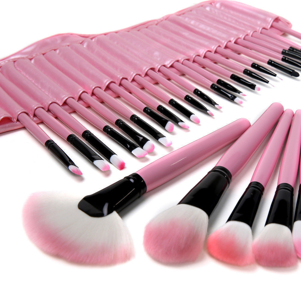 Professional Makeup Tools 32 Pcs Makeup Brushes Wooden Color with Leather Bag Cosmetics Make Up Kits