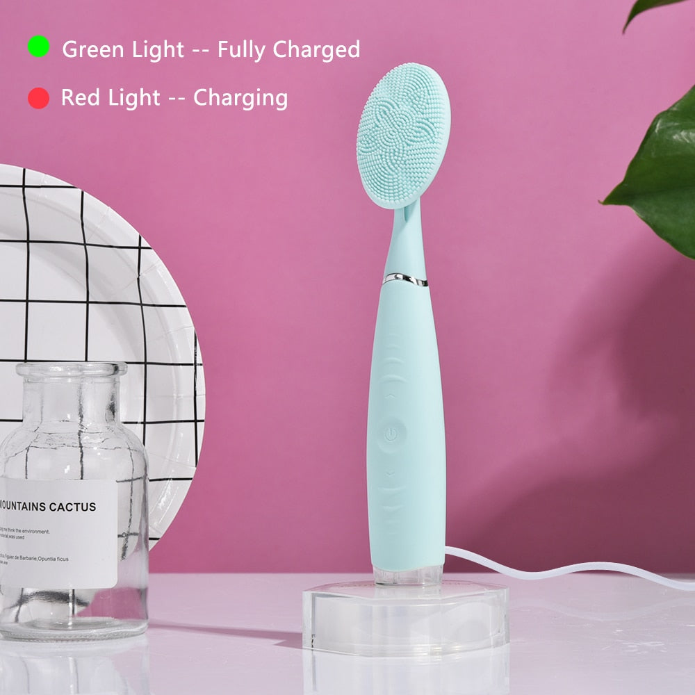 Ultrasonic Facial Cleansing Rechargeable Vibration Face Cleaning Brush Face Washing Pore Clean Massager Skin Care Tool