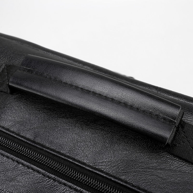 High Quality PU Leather Backpack Men Multifunctional Luxury Urban Bag For Laptop 13.3 Inches Waterproof Anti-theft Rucksack Man