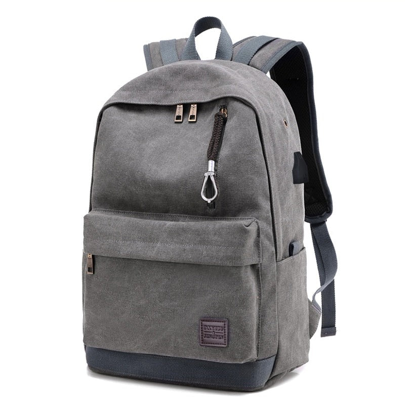 Backpack For Men Multifunctional Waterproof Urban Backpack For Laptop 15.6 Inch Usb Charging Gray Canvas Travel Bag For Man