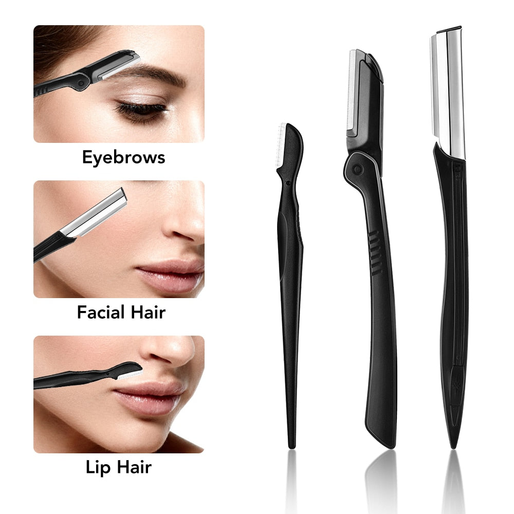 11Pcs Professional Eyebrow Trimming Tool Set Eyebrow Shaping Knife Tweezers Comb Pencil Eyebrow Trimming Clip Make Up Tool Kit