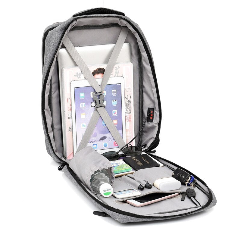 Backpack For Men Portable USB Charging Bag For Laptop 15.6 Inch Multifunctional Waterproof Rucksack Business Travel Backbag