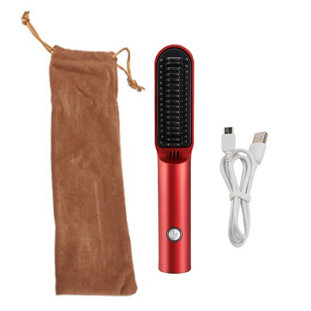 Travel Portable Hair Heating Comb 2 In 1 Usb Charging Wireless Professional Hair Brush Straightener and Curler Styling Tools