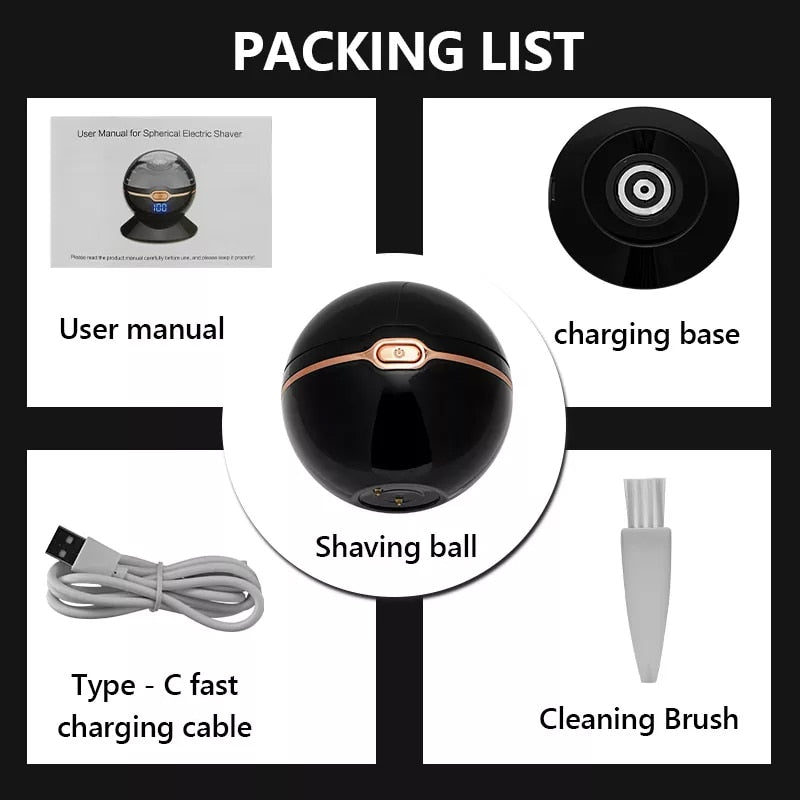 New Ball Shape Electric Razor USB Rechargeable Mustache Trimmer with Base for Men Barber Shaving Machine Beard Trimmers