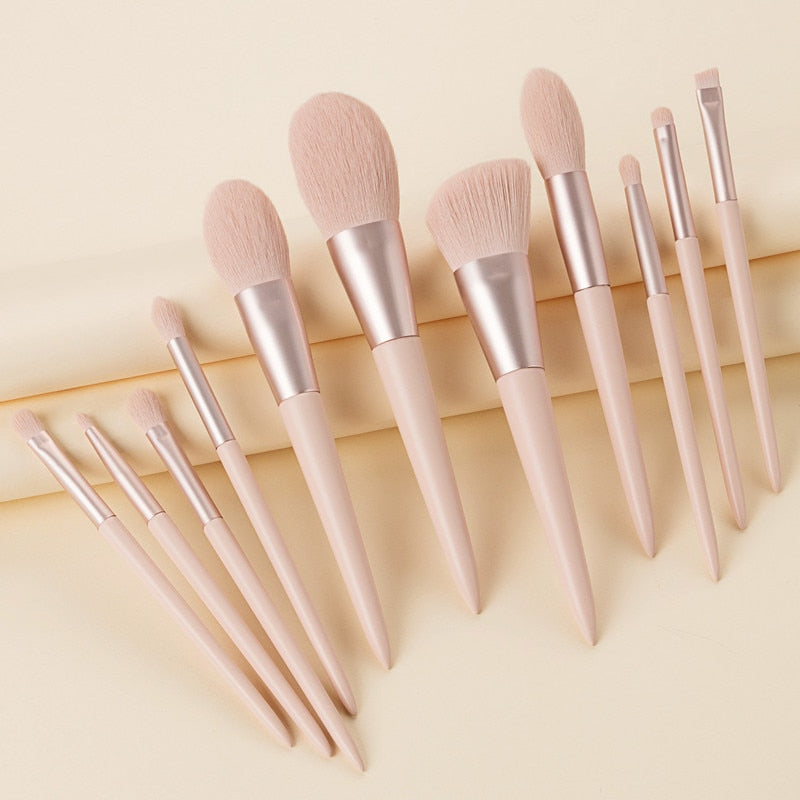 11Pcs Pink Makeup Brush Set Eye Shadow Blending Eyeliner Eyelash Eyebrow Brushes For Women Beauty Glitter Make Up Brush Tools