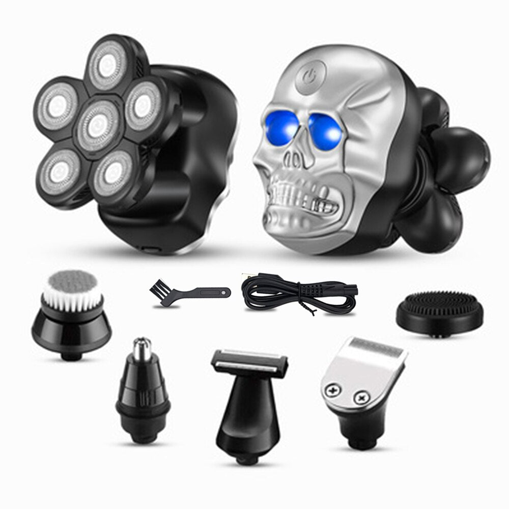 6 In 1 4D Men's Rechargeable Razor for Men Beard Hair Trimmer Heads Beard Nose Ear Hair Trimmer Men Facial Cleaning Brush Kit