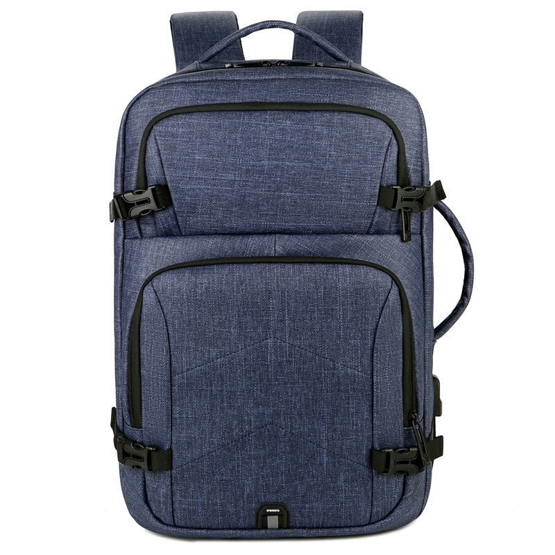 Mens Casual Backpack USB Charging Luxury Laptop Bag Waterproof Waxy Glue Gray Multifunctional Urban Business Rucksack Man