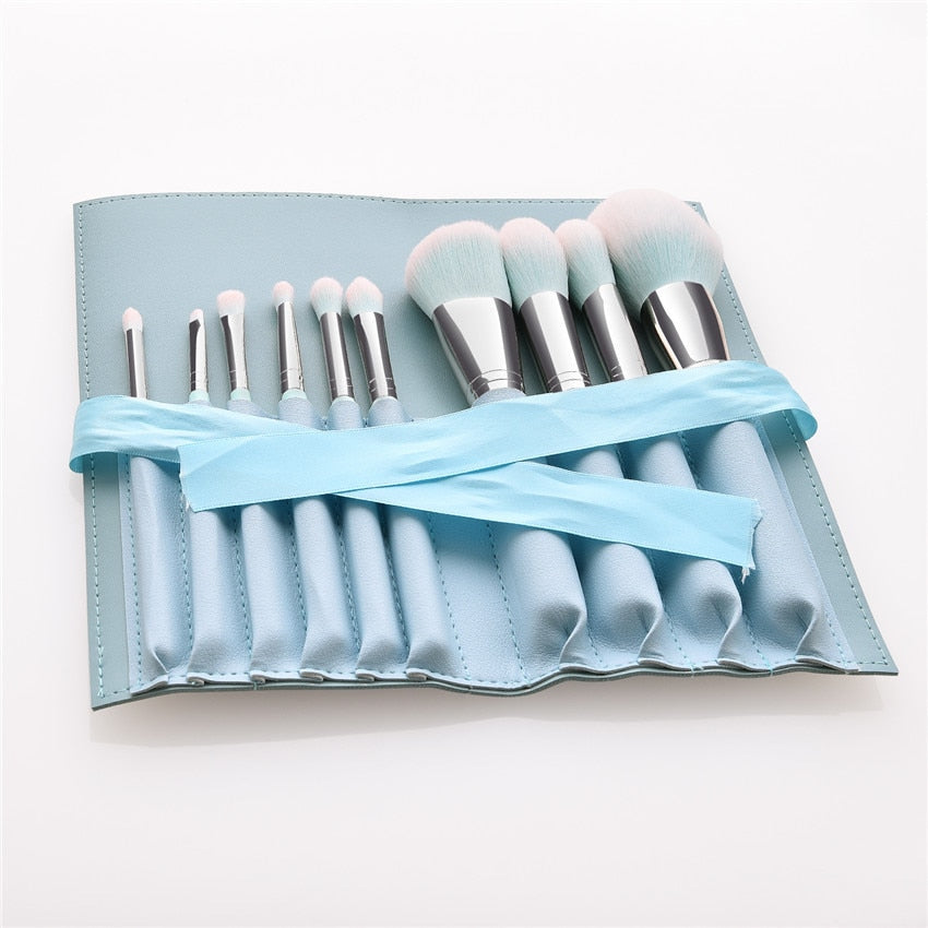 12pcs/set Makeup Brushes Light Blue Beauty Cosmetics Foundation Blush Powder Concealer Eyeshadow Eyebrow