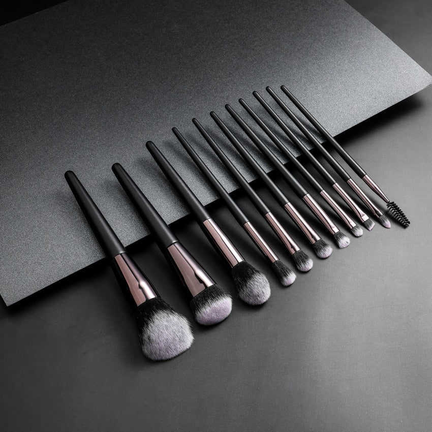 11pcs Makeup Brushes Set Hair Soft Beauty Foundation Eyeshadow Brushes Make Up Wood Cosmetic Kit Eyelashes