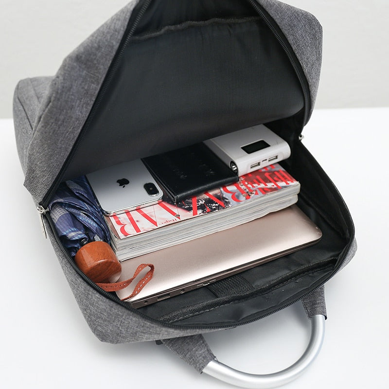 Backpack For Men Luxury Waterproof Nylon Bag For Laptop USB Charging Business Solid Color Rucksack Man Simple Bagpack