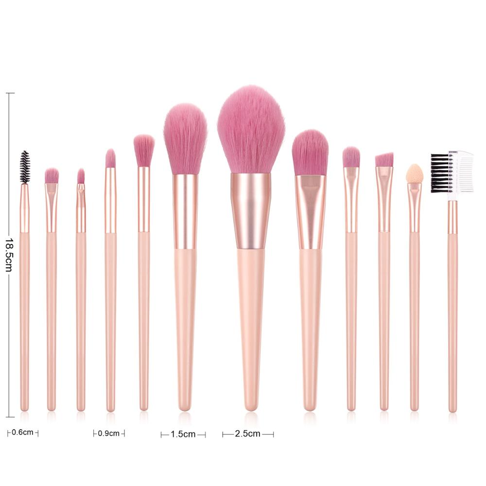 12pcs Nude Pink Makeup Brushes Kit Beauty Make Up Tool Loose Powder Concealer Blush Eyeshadow Brush Cosmetic Set