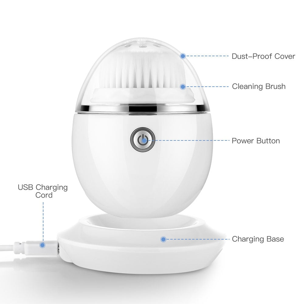 Electric Facial Cleansing Brushes Waterproof Face Cleanser Sonic Vibrating Face Massager Wireless Charging Skin Care