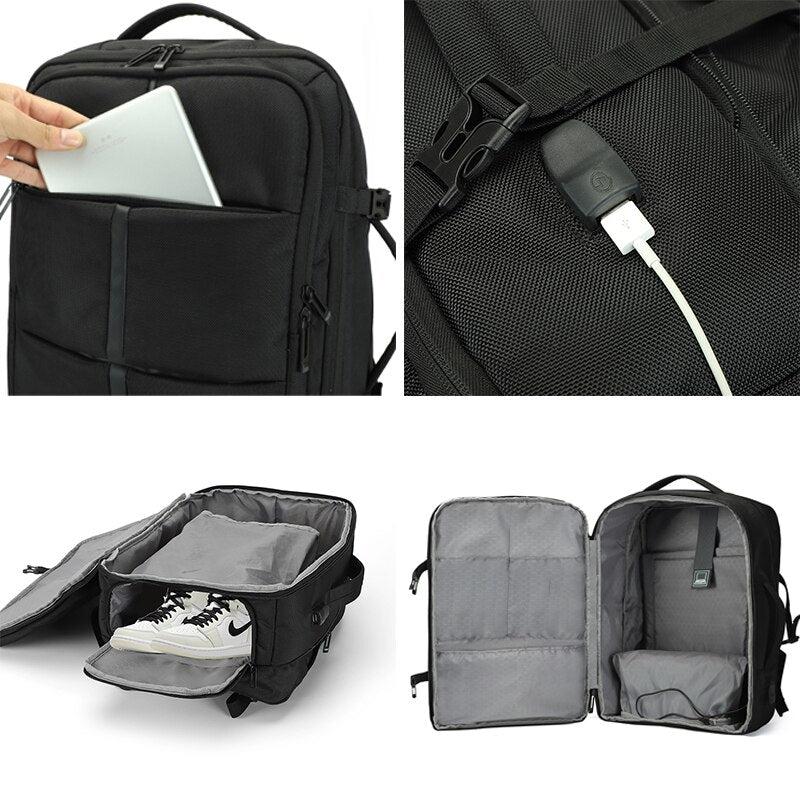 Large-capacity Men's Backpack Multifunction USB Charging Bagpack Male Business Bag For Laptop 17.6 Inch Expandable Rucksack