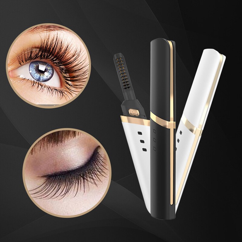 Electric Heated Eyelash Curler Portable Pen 40s Quick Heating USB Rechargeable Long Lasting Natural Eyelash Curler Makeup Tools