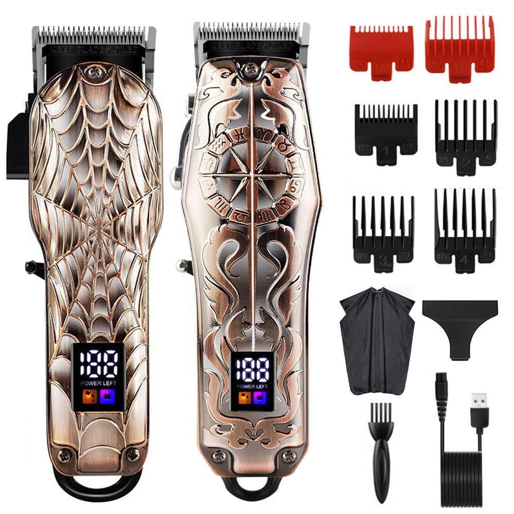 Professional Barber Hair Clippers Home Hair Cutting Machine with LCD Display Adjustable Cone Rod Trimmer For Men Grooming Kit