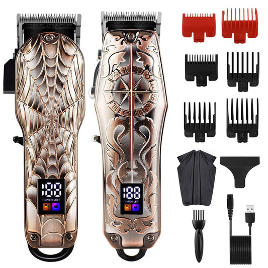 Professional Barber Hair Clippers Home Hair Cutting Machine with LCD Display Adjustable Cone Rod Trimmer For Men Grooming Kit