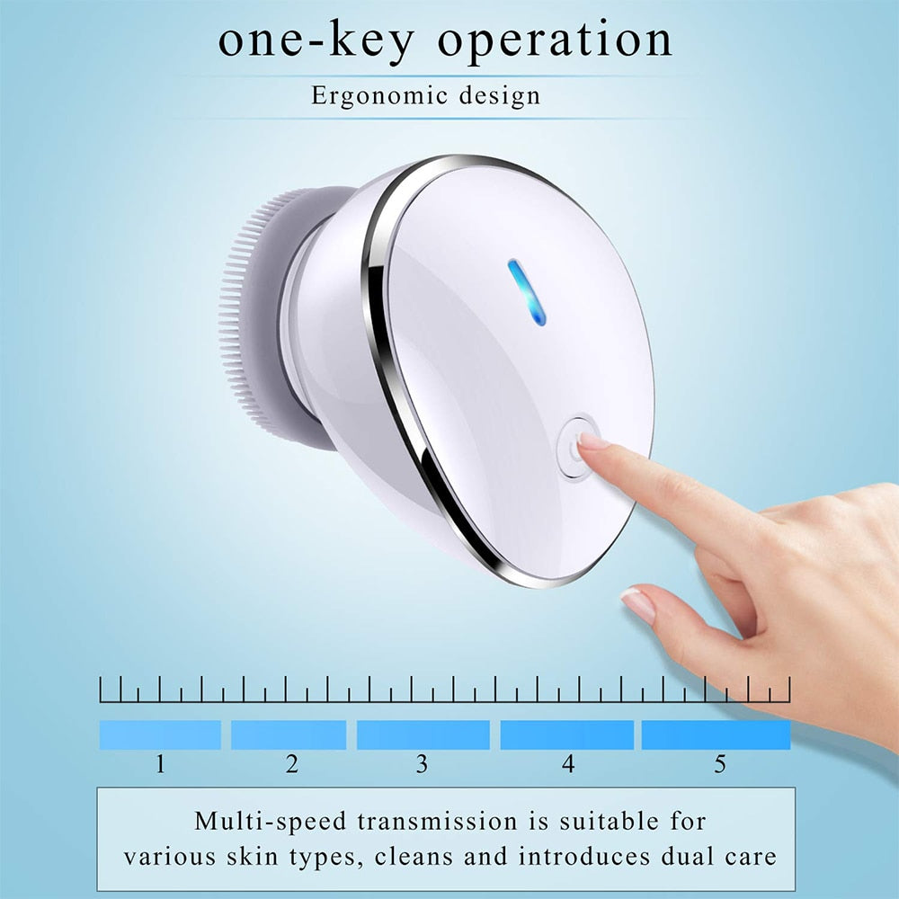 Electric Heating Facial Cleansing Brush 2 in 1 Heated Massager&Sonic Vibrating,Facial Cleanser Brush for Skin Exfoliation