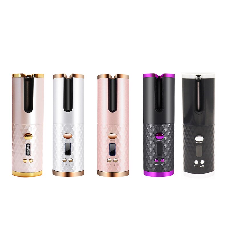Wireless Automatic Hair Curler Rechargeable Ceramic Curling Iron Hair Waver Auto Rotating Tongs LCD Display Curly Styling Tools