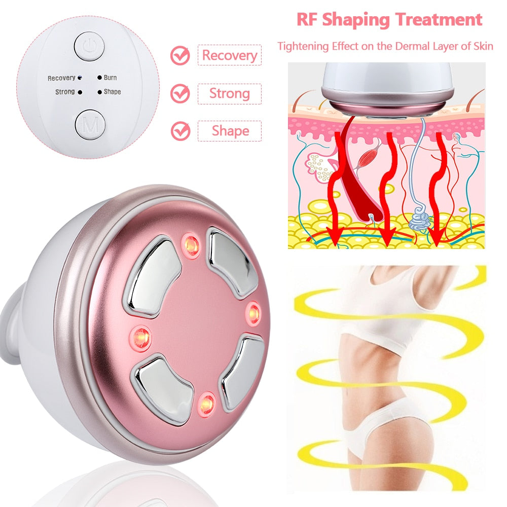 RF Body Shaping LED Fat Burner Ultrasonic Vibration LED Photon Hot Compress Anti Cellulite Weight Loss Slimming Massage