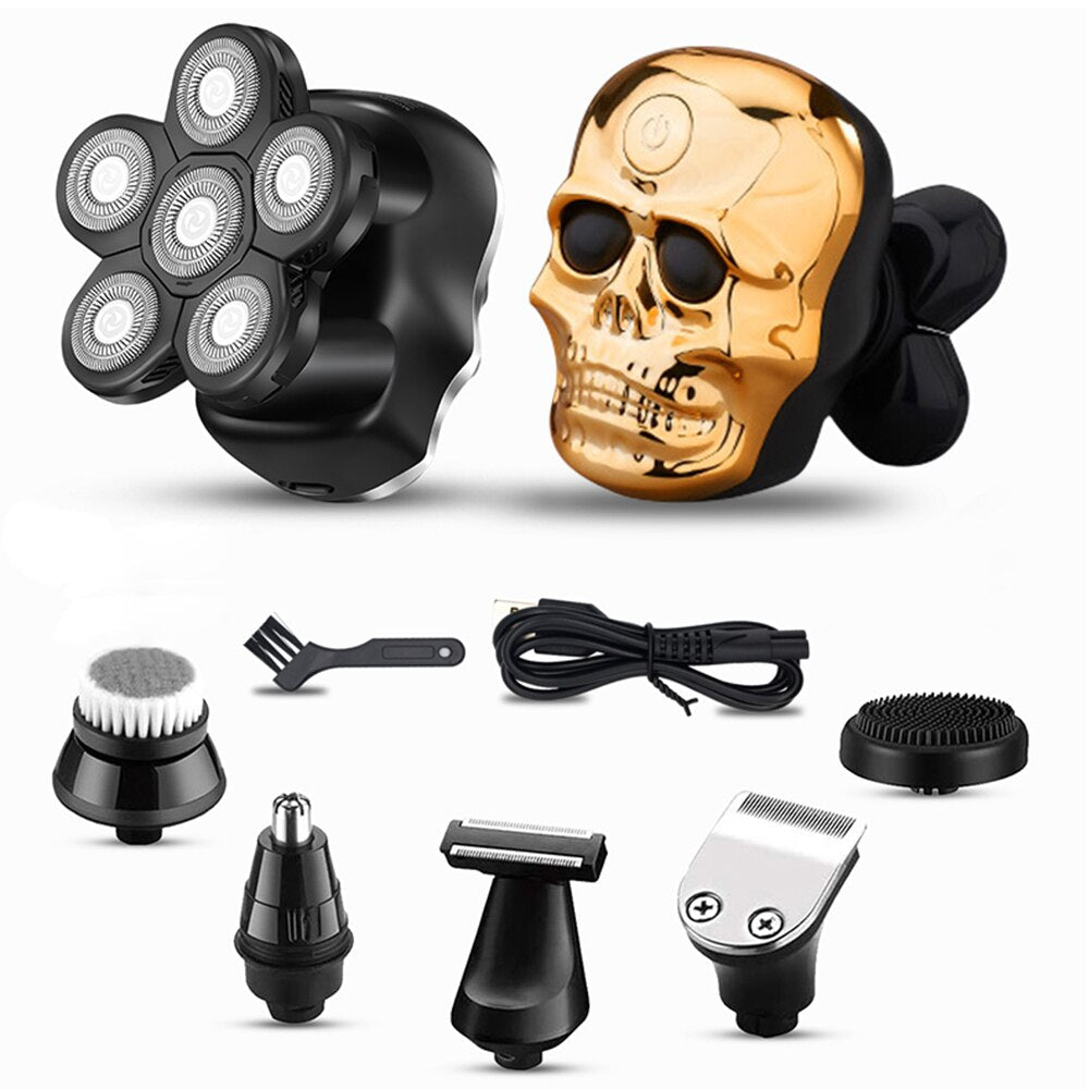 6 In 1 4D Men's Rechargeable Razor for Men Beard Hair Trimmer Heads Beard Nose Ear Hair Trimmer Men Facial Cleaning Brush Kit
