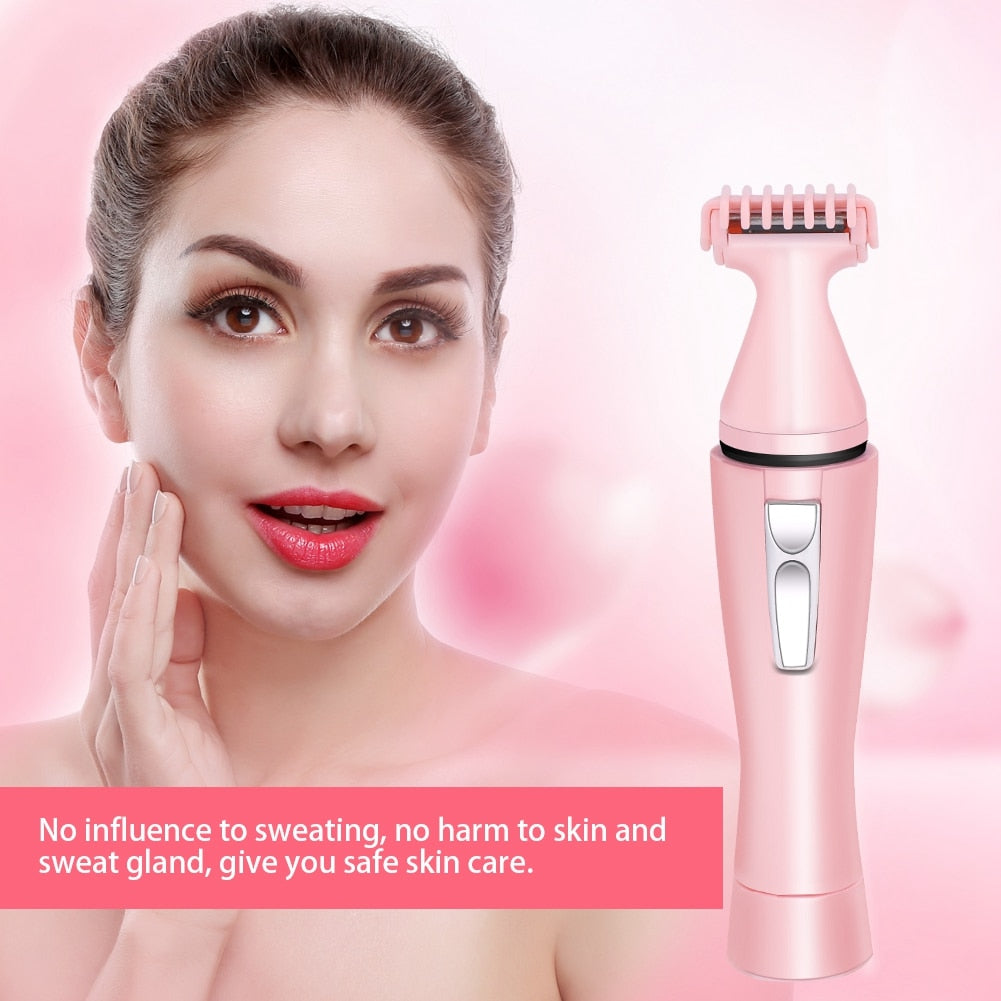 4-in-1 Portable Mini Electric Shaving Women Cutter Rotating Nose Ear Hair Eyebrow Trimmer Set