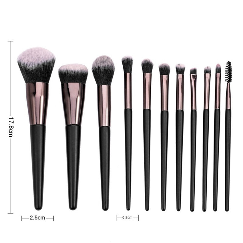 11pcs Makeup Brushes Set Hair Soft Beauty Foundation Eyeshadow Brushes Make Up Wood Cosmetic Kit Eyelashes