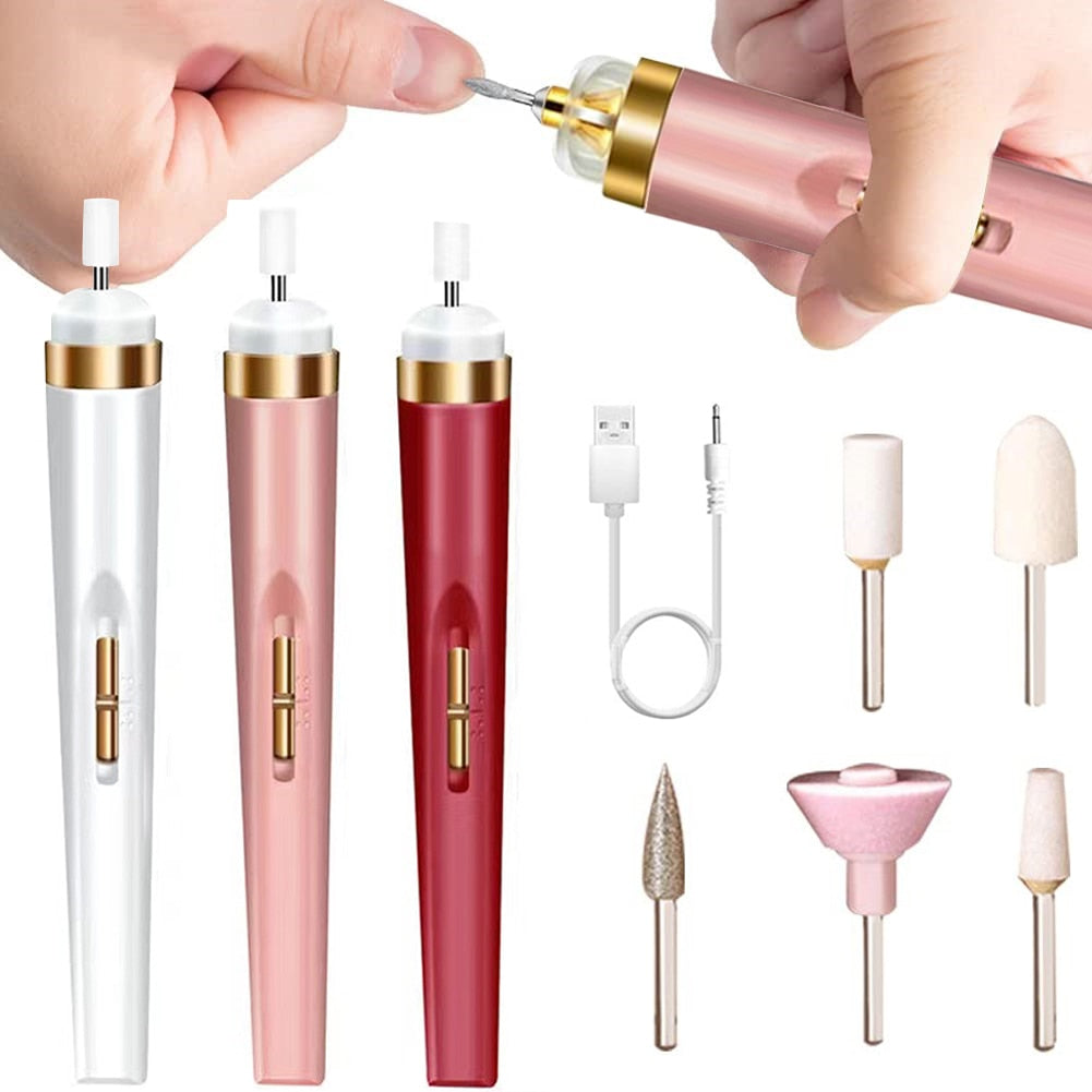 USB Professional Electric Pen-Shape Nail Drill Machine LED Nail Art Drill Set File Nail Pedicure Drill Nails Apparatus